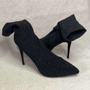 Sparkly Black Sock Boots Heels Business